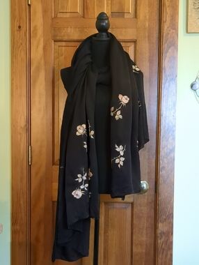 Alicia Mugetti Silk Hand-painted Floral Women's Scarf
